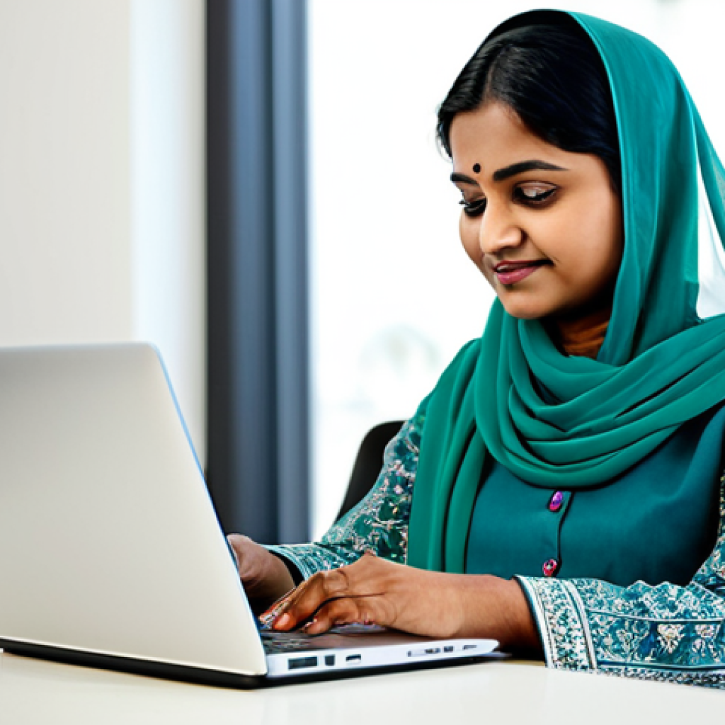 자기 계발과 학습 루틴의 연관성 - **

"A professional Bangladeshi woman in a modest salwar kameez, working on a laptop at a bright, mo...