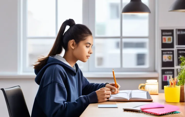학습 루틴의 성공적인 실행을 위한 계획 - **Prompt:** A vibrant, close-up shot of a diverse teenage student (e.g., a boy with curly hair or a ...