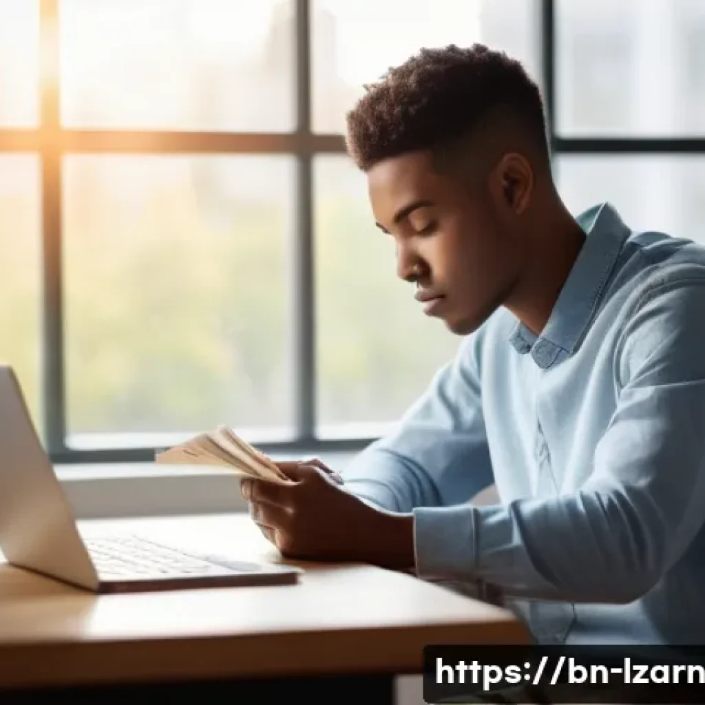 학습 루틴이 개인 발전에 미치는 영향 - **Prompt:** A diverse young adult (male or female, early 20s) is seated comfortably at a clean, mode...